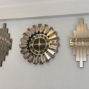 ÖNÜ CAMLI SAAT SETİ BRONZ RENK NORMAL RAKAMLI