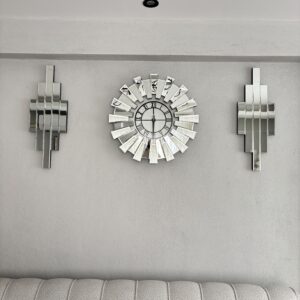 60 CM GÜMÜŞ ÖNÜ CAMLI ROMA RAKAMLI LÜKS SET İÇİ BEYAZ